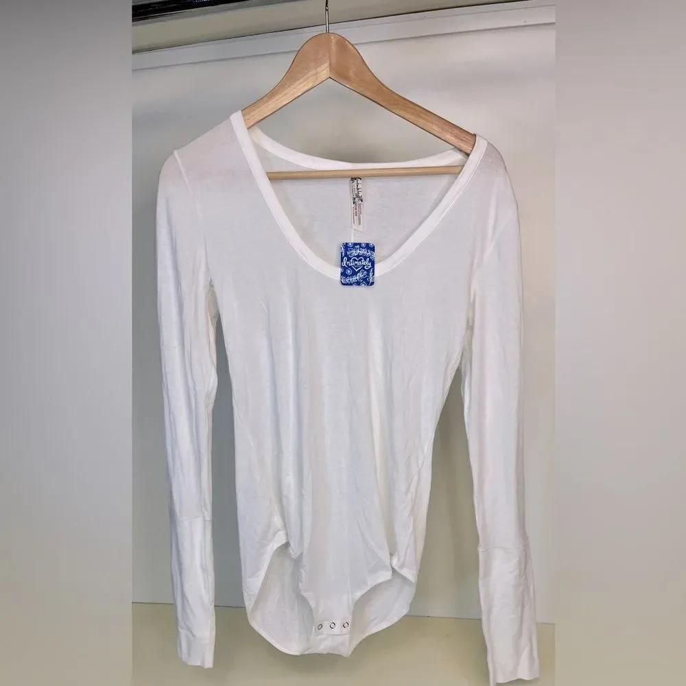 NWT Free People Women's White Bodysuit Medium